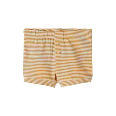 NAME IT BABY baby gestreepte slim fit short Fipan met biologisch katoen geel/wit