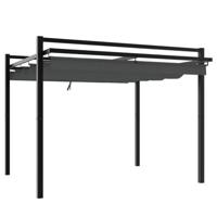 Prieel met uittrekbaar dak 3x3 m aluminium antracietkleurig - thumbnail