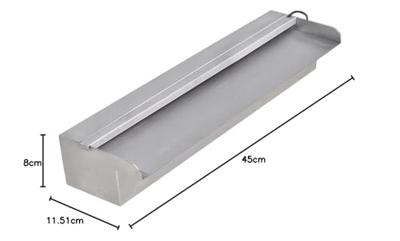 Zwembadwaterval met LED's rechthoekig 45 cm roestvrij staal