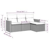 4-delige Loungeset met kussens poly rattan zwart - thumbnail