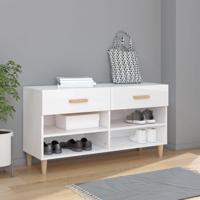 VidaXL Schoenenkast 102x35x55 cm bewerkt hout hoogglans wit - thumbnail