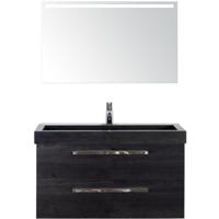 Seville Badmeubelset 100 cm - Black Oak - Wastafel Lucca 1 Kraangat met Sence Spiegel - thumbnail