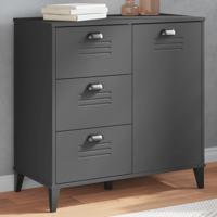 Dressoir VIKEN 80x40x80 cm bewerkt hout antracietgrijs - thumbnail