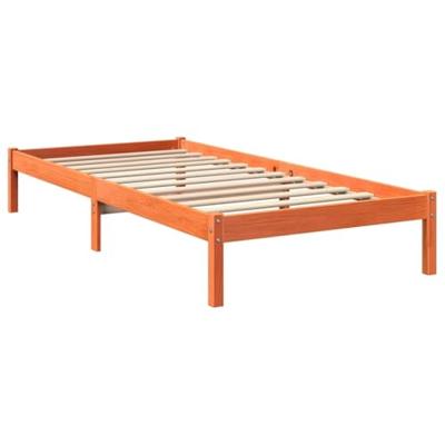 Bed met boekenkast zonder matras grenenhout wasbruin 75x190 cm