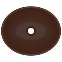 Wastafel ovaal 40x33 cm keramiek mat donkerbruin - thumbnail