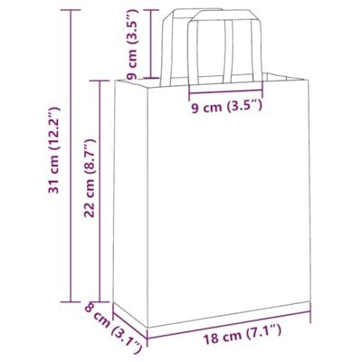 VidaXL Papieren zakken 50 st met hengsels 18x8x22 cm bruin