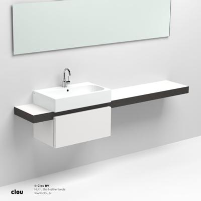 Wastafelblad Clou Match Me Rechthoek 210x38x8cm MDF Zwart Eiken/Wit Wastafelblad Clou Match Me Rechthoek 210x38x8cm MDF Zwart Eiken/Wit