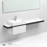 Wastafelblad Clou Match Me Rechthoek 210x38x8cm MDF Zwart Eiken/Wit - thumbnail