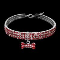 2 stuks bling Rhinestone hond kraag Crystal puppy Chihuahua huisdier hond kragen leiband voor kleine honden mascotas accessoires L (roze) - thumbnail