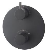 Afbouwdeel Wiesbaden Caral Thermostaat 2 Weg Rond Mat Zwart - thumbnail