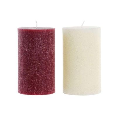 Kaars DKD Home Decor Wit Rood Kerstmis 9 x 9 x 15 cm (2 Stuks)