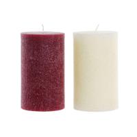 Kaars DKD Home Decor Wit Rood Kerstmis 9 x 9 x 15 cm (2 Stuks) - thumbnail