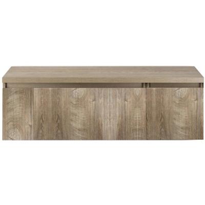 Frozen 3D Badmeubelset 140 cm - Greeplijst in Kleur - Wastafel Onderkast met Bovenblad Grain Oak
