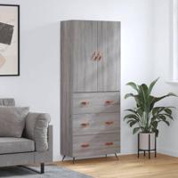 Hoge kast 69,5x34x180 cm bewerkt hout grijs sonoma eikenkleurig - thumbnail