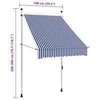 VidaXL Luifel handmatig uittrekbaar 100 cm blauw en witte strepen - thumbnail