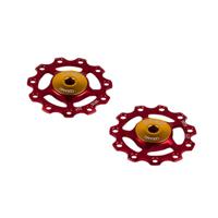 Shimano Cema derailleurwieltjes alu 9/10/11v rvs-keramisch rood - thumbnail