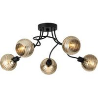 Stars of Light Zwarte plafondlampCreppo 5-lichts - 39691 - thumbnail