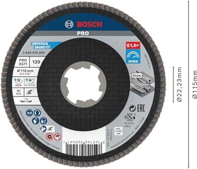 Bosch Accessories 2608619200 Lamellenschuurschijf Diameter 115 mm Boordiameter 22.23 mm 1 stuk(s)