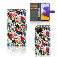 Samsung Galaxy A22 4G | M22 | Telefoonhoesje | Met pasjeshouder | Birds - thumbnail
