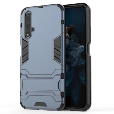 Schokbestendige PC + TPU Case voor Huawei Honor 20 met houder (marineblauw)