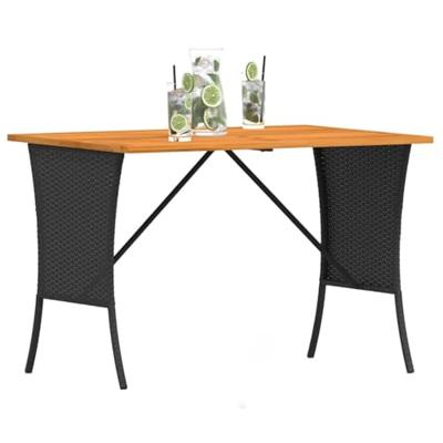 Tuintafel met acaciahouten blad 105x75x72 cm poly rattan zwart Tuintafel met acaciahouten blad 105x75x72 cm poly rattan zwart
