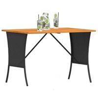 Tuintafel met acaciahouten blad 105x75x72 cm poly rattan zwart - thumbnail