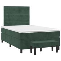 Boxspring met matras fluweel donkergroen 120x200 cm - thumbnail