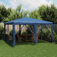 Partytent met 8 mesh zijwanden 4x4 m HDPE blauw - thumbnail