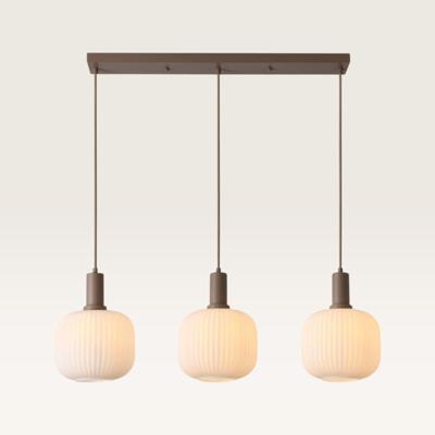 Hanglamp Iguazu Sphere taupe - Taupe en gebroken wit - Drie bollen van handgemaakt opaalglas - Zonder lichtbron Hanglamp Iguazu Sphere taupe - Taupe en gebroken wit - Drie bollen van handgemaakt opaalglas - Zonder lichtbron