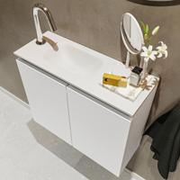 MONDIAZ TURE 60cm toiletmeubel talc. EDEN wastafel talc links 1 kraangat - thumbnail