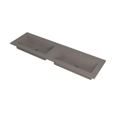 INK Kraft Wastafel Dubbele Bak met 2 Kraangaten - 1600x450x10 mm - Quartz Beton