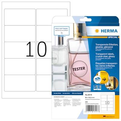 Herma 8018 Folie-etiketten 96 x 50.8 mm Folie, glanzend Transparant 250 stuk(s) Permanent hechtend Laser (zwart/wit), Kopiëren (zwart/wit), Laser (kleur), Herma 8018 Folie-etiketten 96 x 50.8 mm Folie, glanzend Transparant 250 stuk(s) Permanent hechtend Laser (zwart/wit), Kopiëren (zwart/wit), Laser (kleur),