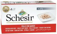 SCHESIR Chicken with beef in jelly - natvoer voor honden - 4 x 85g - thumbnail