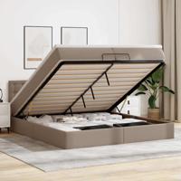 Ottoman bed met matrassen 200x200cm kunstleer cappuccinokleurig - thumbnail