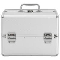 Make-up koffer 22x30x21 cm aluminium zilverkleurig - thumbnail