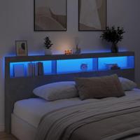 Hoofdbordkast met LED-verlichting 220x17x102 cm betongrijs - thumbnail
