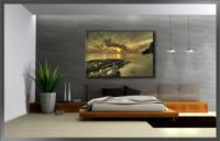 Schilderij met Frame - Stranden zonsondergang achter wolken, 120x80cm, 1 Luik - thumbnail