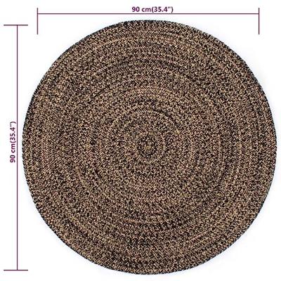 VidaXL Vloerkleed handgemaakt 90 cm jute zwart en naturel