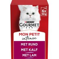 GOURMET Mon Petit Intense vlees met Rund, Kalf, Lam kattenvoer nat 6x50gr - thumbnail