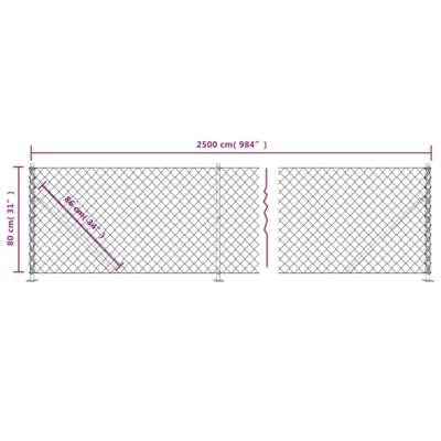 Gaashek met flens 0,8x25 m antracietkleurig - thumbnail