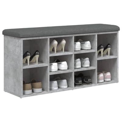 Schoenenbank 102x32x50 cm bewerkt hout betongrijs
