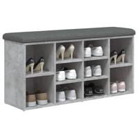Schoenenbank 102x32x50 cm bewerkt hout betongrijs - thumbnail