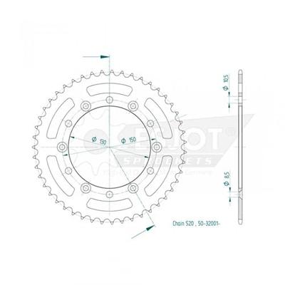 ESJOT Chain wheel 520 50z steel black