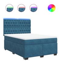 Boxspring met matras fluweel blauw 140x190 cm - thumbnail