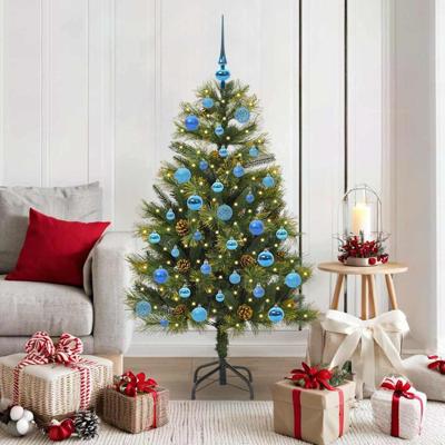 VidaXL Kunstmatige scharnier kerstboom met cones groen 150 cm
