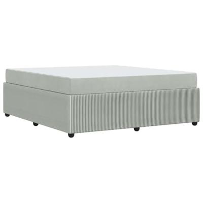 Bedframe met matras Lichtgrijs en Wit en Lichtgrijs Fluweel