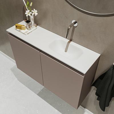 MONDIAZ TURE 80cm toiletmeubel smoke. EDEN wastafel talc rechts geen kraangat