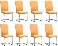 Set van 8 Cognac leren industriële eetkamerstoelen Dry - poot rond rvs - Kenia Leer Cognac (cognac leer) - thumbnail