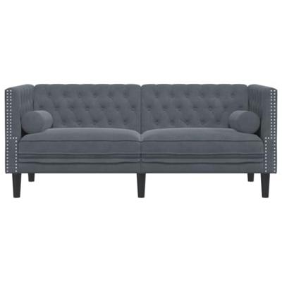 Tweezitsbank Chesterfield-stijl en bolsters fluweel donkergrijs