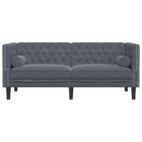 Tweezitsbank Chesterfield-stijl en bolsters fluweel donkergrijs - thumbnail